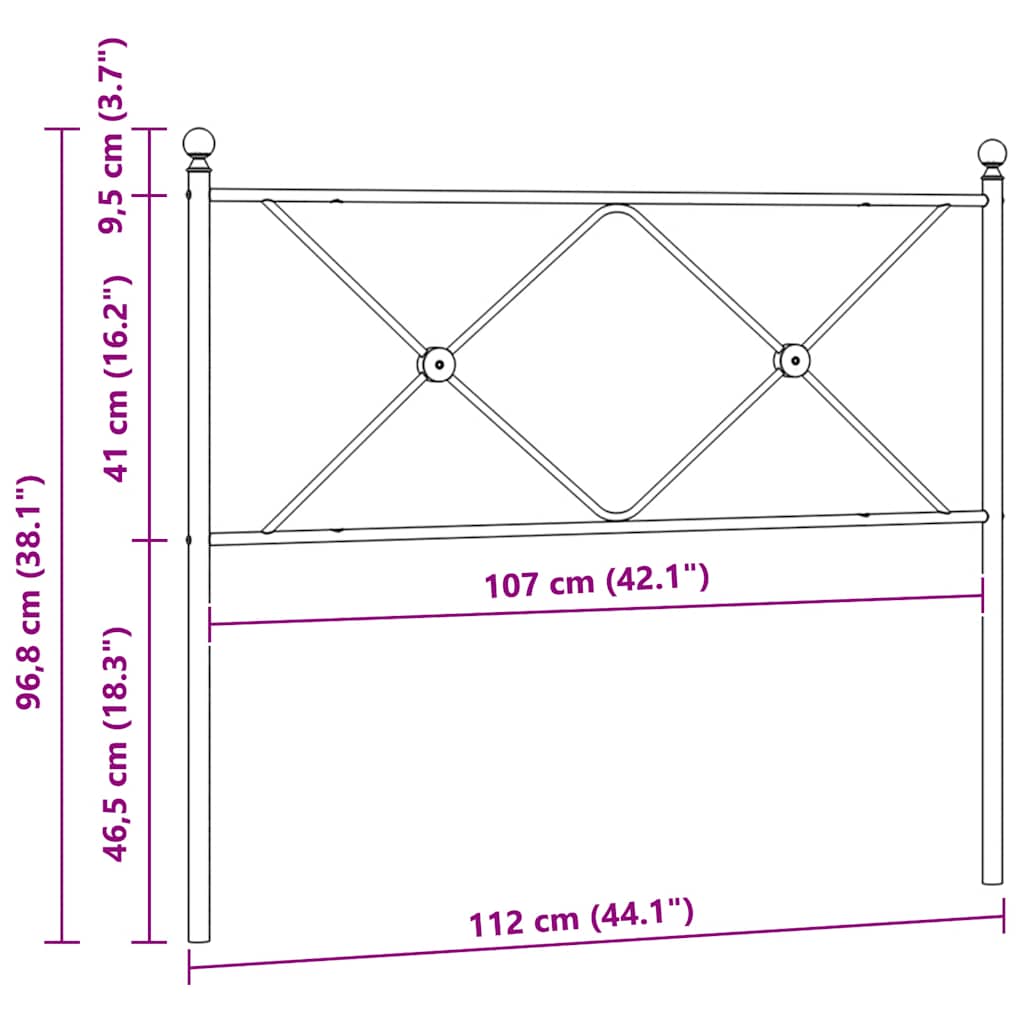 Vidaxl Metalowe Wezgłowie, Czarne, 107 Cm