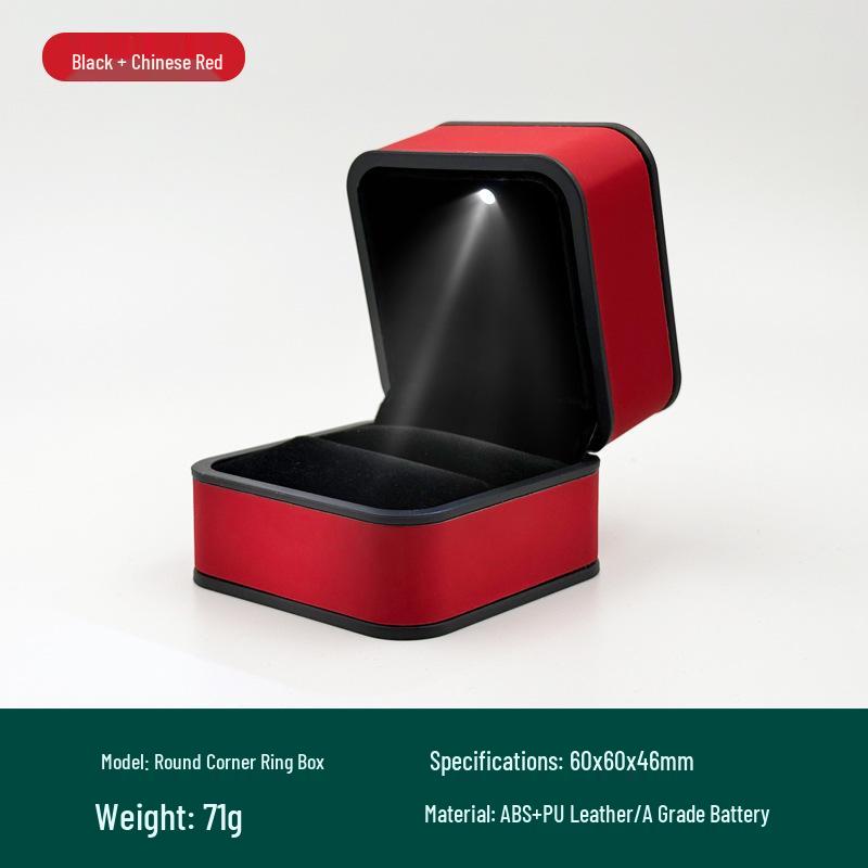 Creative LED Light Jewelry Ring Box with Illuminated Display