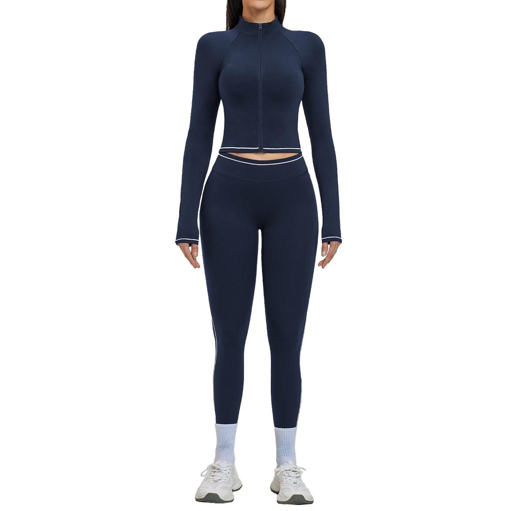 European & American Cross-Color Yoga Set: Nude Feel Zipper Jacket for Outdoor Running & Fitness
