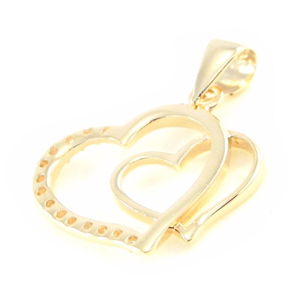 Les Trésors De Lily [F6349] - Gold Plated Pendant 'Coeur Sublime' Golden White - 16x17 Mm