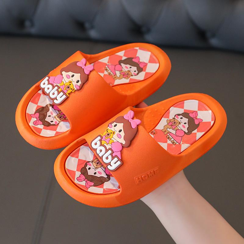 

New children s slippers princess parent-child non-slip bathroom baby slippers summer girls cute home indoor cool slippers 30-31 помаранчевий