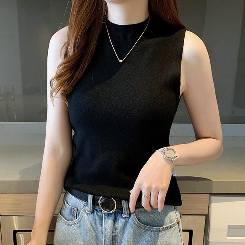 

Модный летний безрукавный черный белый вязаный жилет свитер тонкий вязаный женский свитер женские топы жилеты свитера JJ06 One Size чёрный