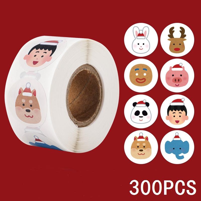 100-500pcs Merry Christmas Snowman Sticker Christmas Party Decor Sticker New Year Gift Box Sealed Baking Cake Tag