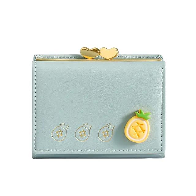 Süße kleine Leder-Taschengeldbörse für Damen Fruchtmuster Bifold Münzbörse Damen Mini Kurze Geldbörse Geldkartenhalter Clutch Bags