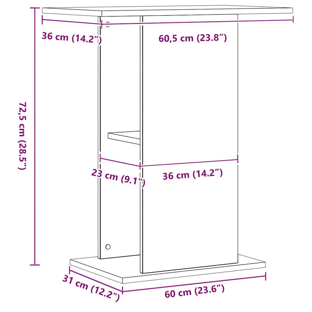 Aquarium Stand Artisan Oak 36 x 60.5 x 72.5 cm Engineered Wood
