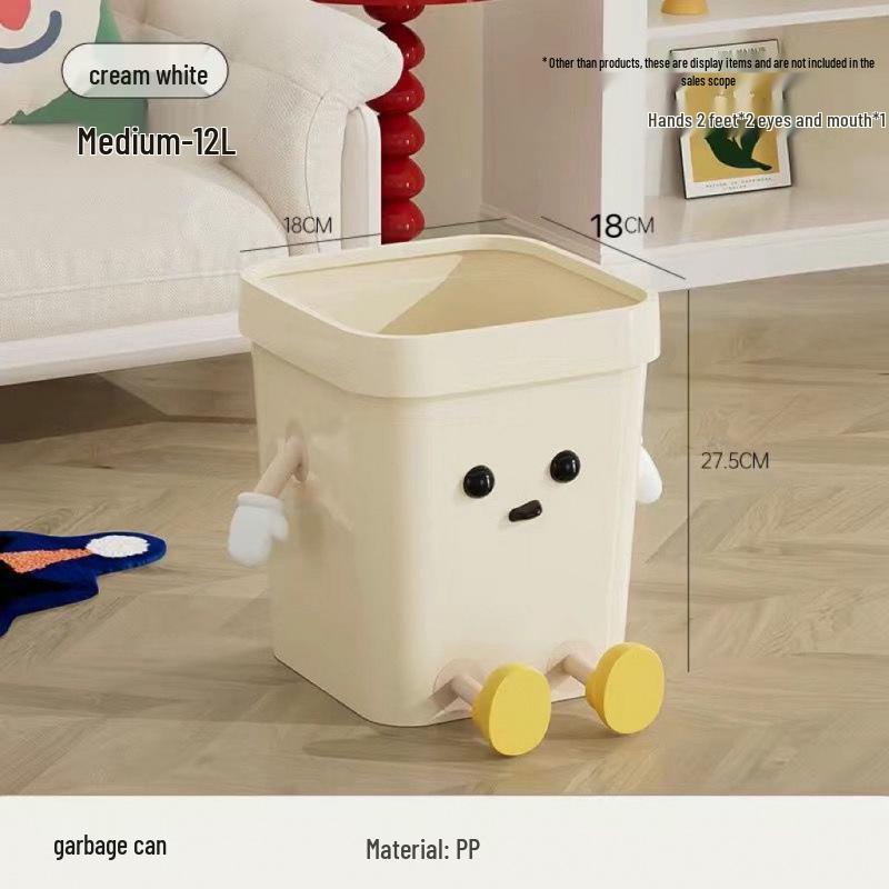 Creative & Cute Cartoon Trash Can - Large Capacity Wastepaper Basket for Kids' Bedroom or Bathroom