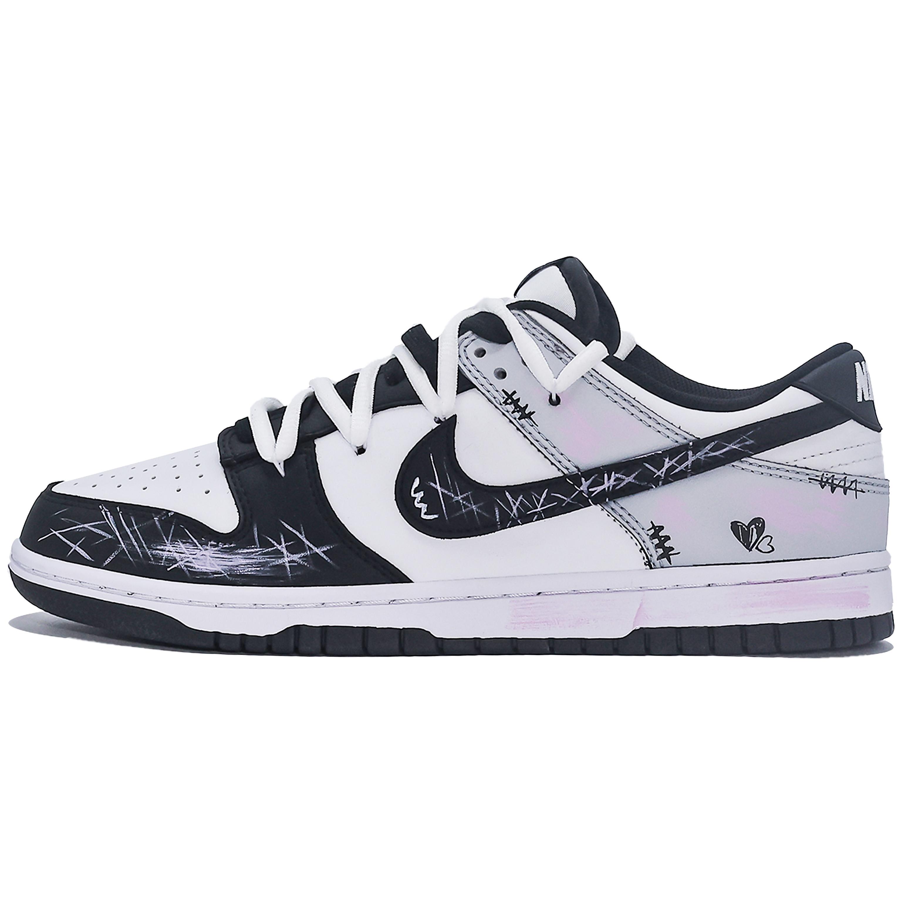 

Nike Dunk Abrasion Resistant Low top Skateboard Shoes Unisex Black Gray Pink CW1590-100(Team1534-) 35.5