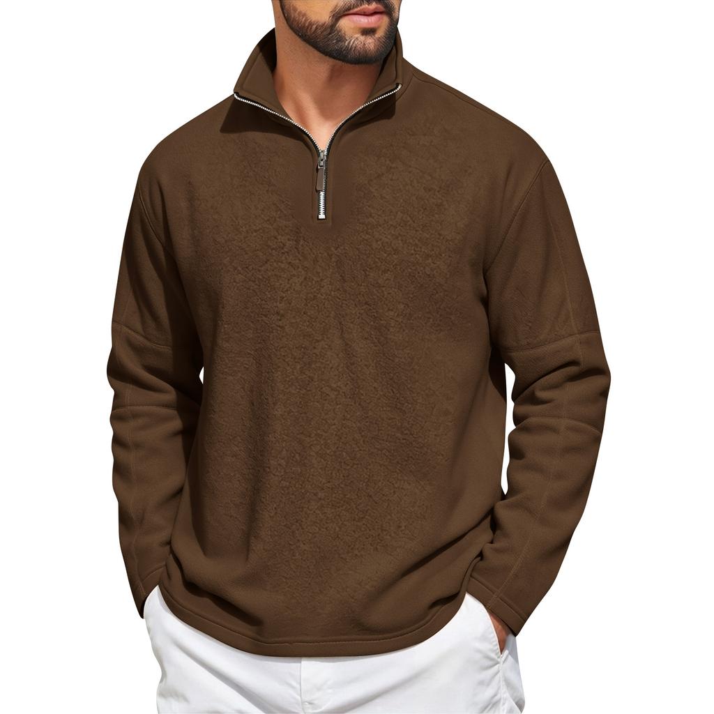Men's Casual Loose Fit Fleece Pullover Quarter Zip Sweatshirt Lightweight Soft Fabric Comfortable Outdoor Wear
