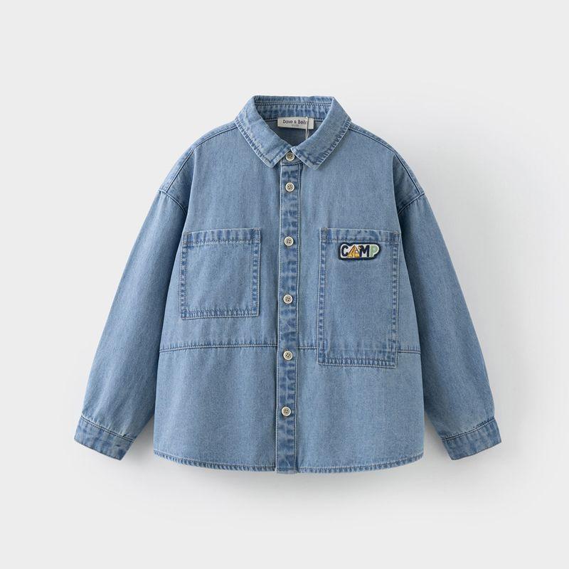 David Bella 2026 Spring New Boys  Denim Jacket Kidsren s Pure Cotton Tops Boys  Clothes Kidsren s Clothing Shirts Denim Blue [Ready in Stock] 120