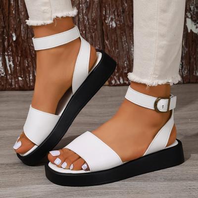 Summer Thick Soled Women's Sandals Solid Color Casual Sandals Large Casual Shoes