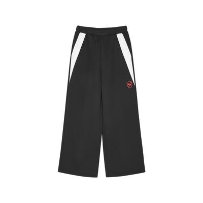 Logo Vintage Sports Print Spliced Brand Logo Pattern Straight Leg Mid Rise Casual Pants Women Pants Black L424W061-0018