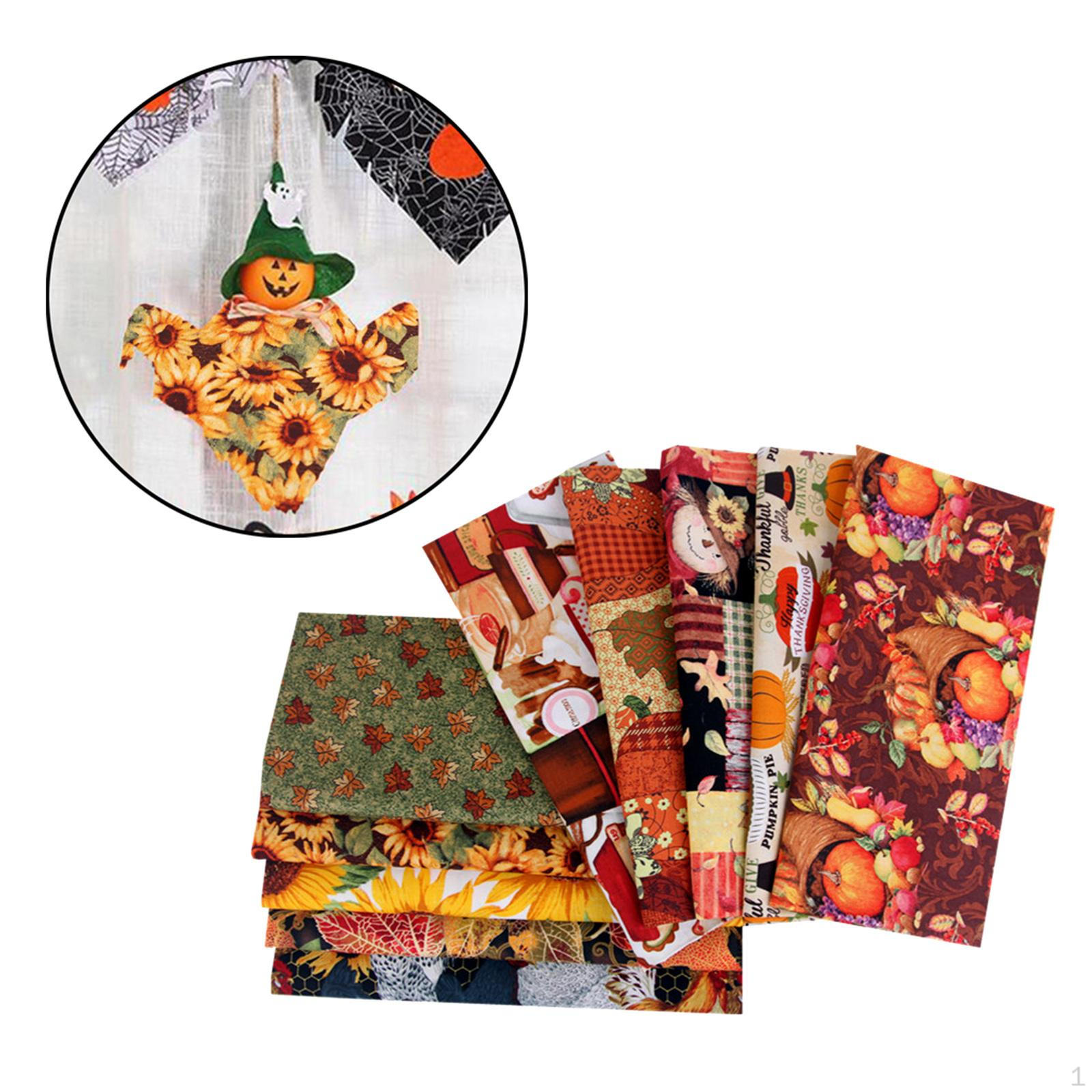 10 Halloween Fabric Bundle DIY Patchwork Favor Craft for Sewing Dolls Decoration 9.8x9.8 Inch Thanksgiving Theme