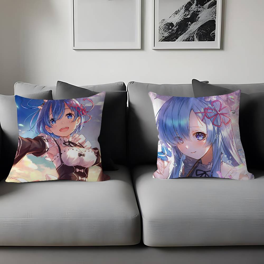 Rem Ram Cartoon Animation Pillowcase Toon Gift Cushion Cover Bedroom Home Sofa Chair Seat Decor Pillow Case