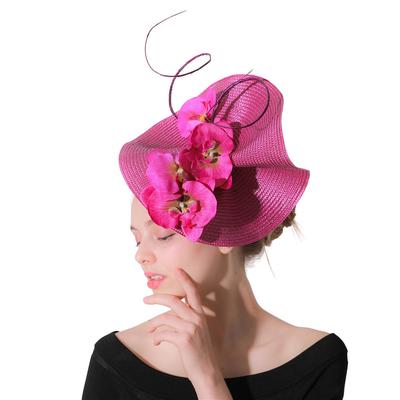 European And American Imitation Straw Weaving New Headgear Hair Accessories Bridal Top Hat Palace Banquet Will Flower Hat
