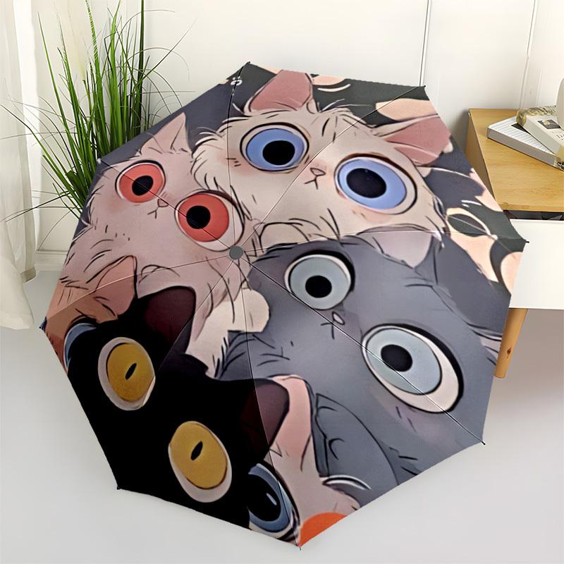 1pc Cats Fashionable Automatic Opening/Closing Folding Umbrella with 8 Bones, Windproof Portable, Daily Use035