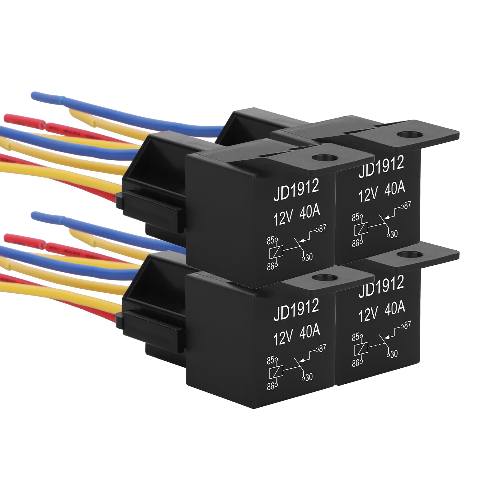 

Комплект реле Weasch Car JD1912, 4 шт., 12 В, 40 А, SPST, 4 контакта, 40 А, автомобильное реле, автомобильный переключатель и стартер с блокировочным гнездом реле и проводкой