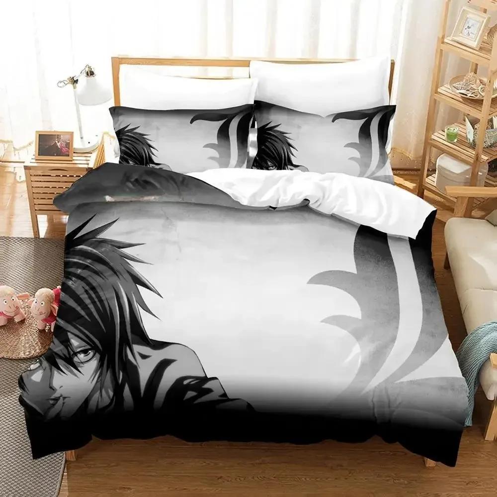 New Death Note Bedding Set Single Twin Full Queen King Size Bed Set Adult Kid Bedroom Duvet Cover Sets 3D Anime Bed Sheet Set