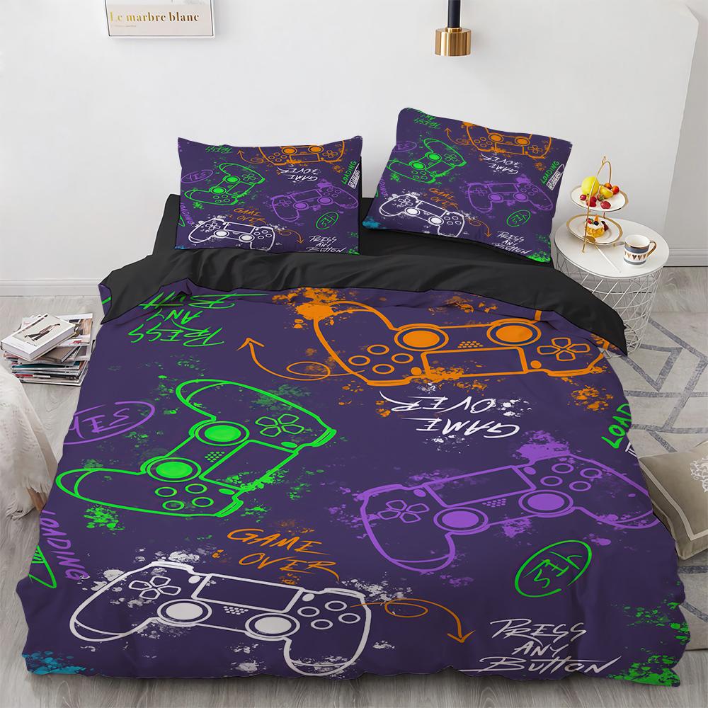 Gamer Bedding Sets For Boys Gaming Duvet Cover Set Queen Video Games Comforter Cover,Playstation Designs Bed Set For Teen Boys