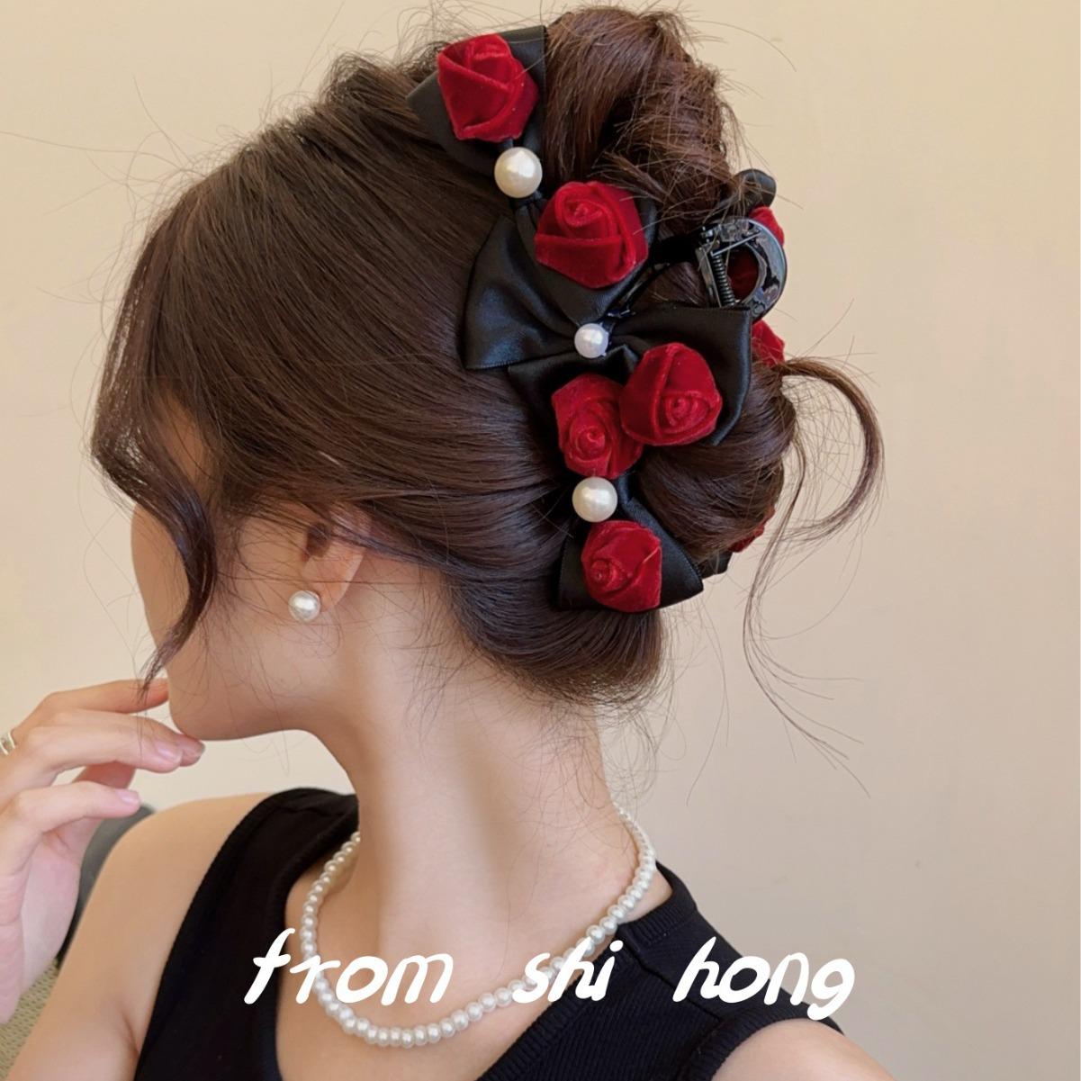 

Заколка для волос Velvet 3D Rose Bow - элегантная и универсальная заколка для головы