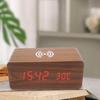 Wireless LED Wood Clock: Digital Alarm with Thermometer, Calendar & Charging Function