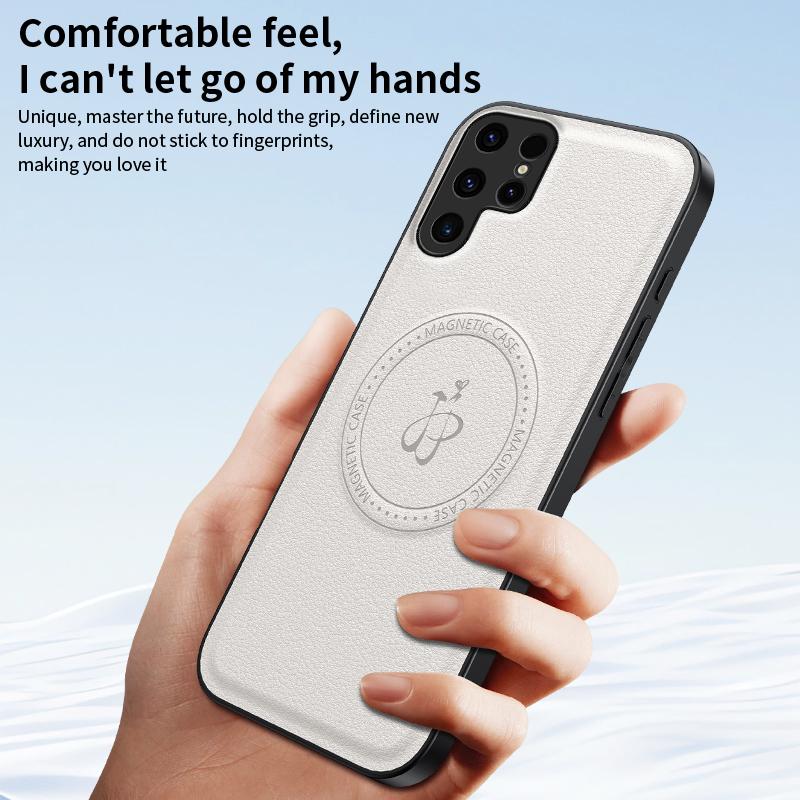 Magnetic Stand Holder PU Leather Phone Case For Samsung Galaxy S25 S24 S23 S22 S21 FEF Ultra Plus Wireless Charging Logo Cover