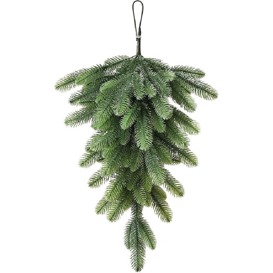 

Искусственная рождественская капля 27,6 дюйма, украшение для двери, рождественский венок с красными ягодами, сосновыми шишками, смешанная сосновая гирлянда для праздничной стены, двери, перемычки 27.6inch зелёный