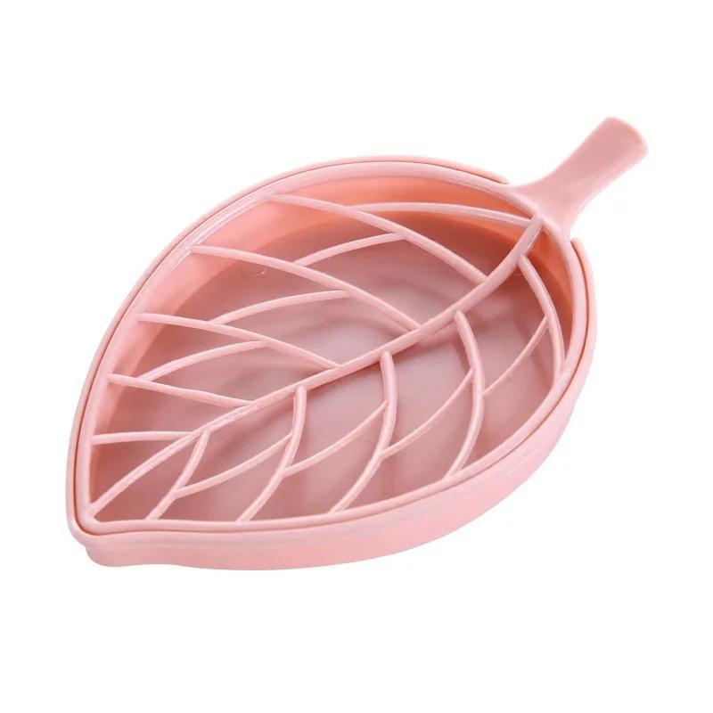 3-color Leaf Shaped Soap Holder Anti Slip Draining Soap Box Bathroom Shower Tray Drainage Rack Bathroom Small Tool Soap Tray
