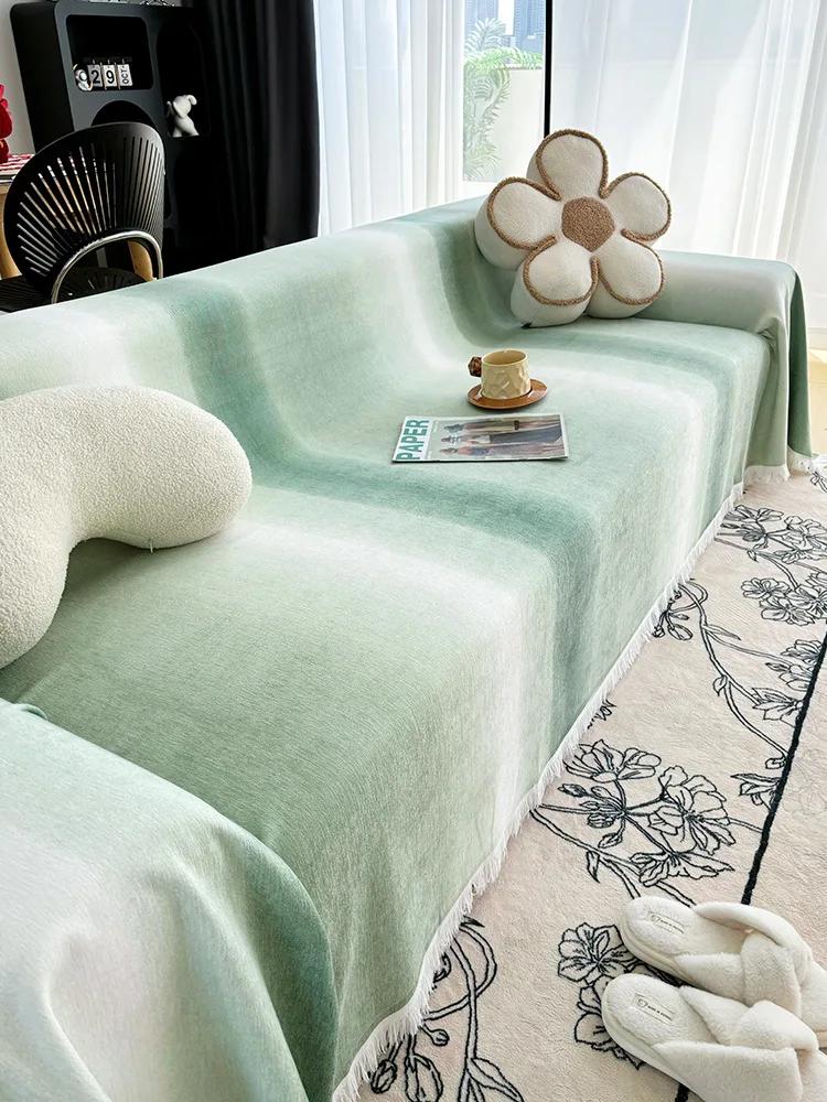 

Утолщенный шенилл бежевый чехол для дивана, одеяло для дивана, простая подушка, полотенце для волос с песком, модное одеяло для обеда, полотенце для дивана 180x130