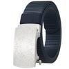 3.5Cm Nylon Braided Belt For Men, Button Head Closure Toothless Stainless Steel Buckle Ly36-61927-3