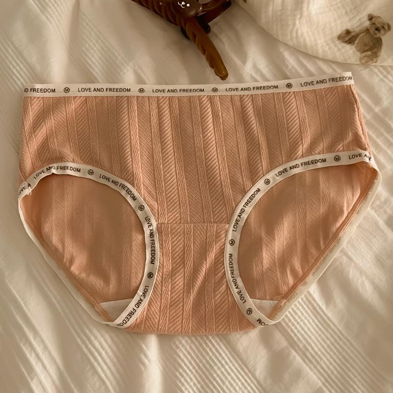 

Нижнее белье для девочек в спортивном стиле из чистого хлопка с антибактериальной промежностью, цветными буквами, краями, мягкими, дышащими, с треугольными чашечками и талией XL