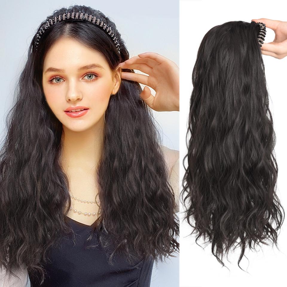 Synthesis Wig Hair Hoop Wool Roll Female Ushaped Half Headgear Net Red