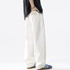 Spring and Autumn American High Street Ripped Jeans Men's Loose Straight Wide Legs Pants
