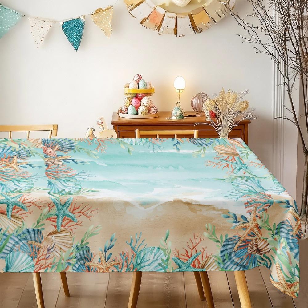 Tropical Beach Rectangle Table Cloth for Table Decor Kitchen Dining Waterproof Reusable Tablecloth for Tables Indoor Outdoor