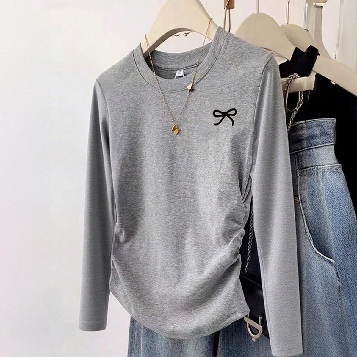 Slightly Spicy Versatile Long-sleeved Bottoming Shirt Top T-shirt Women s Autumn and Winter Independent Station S