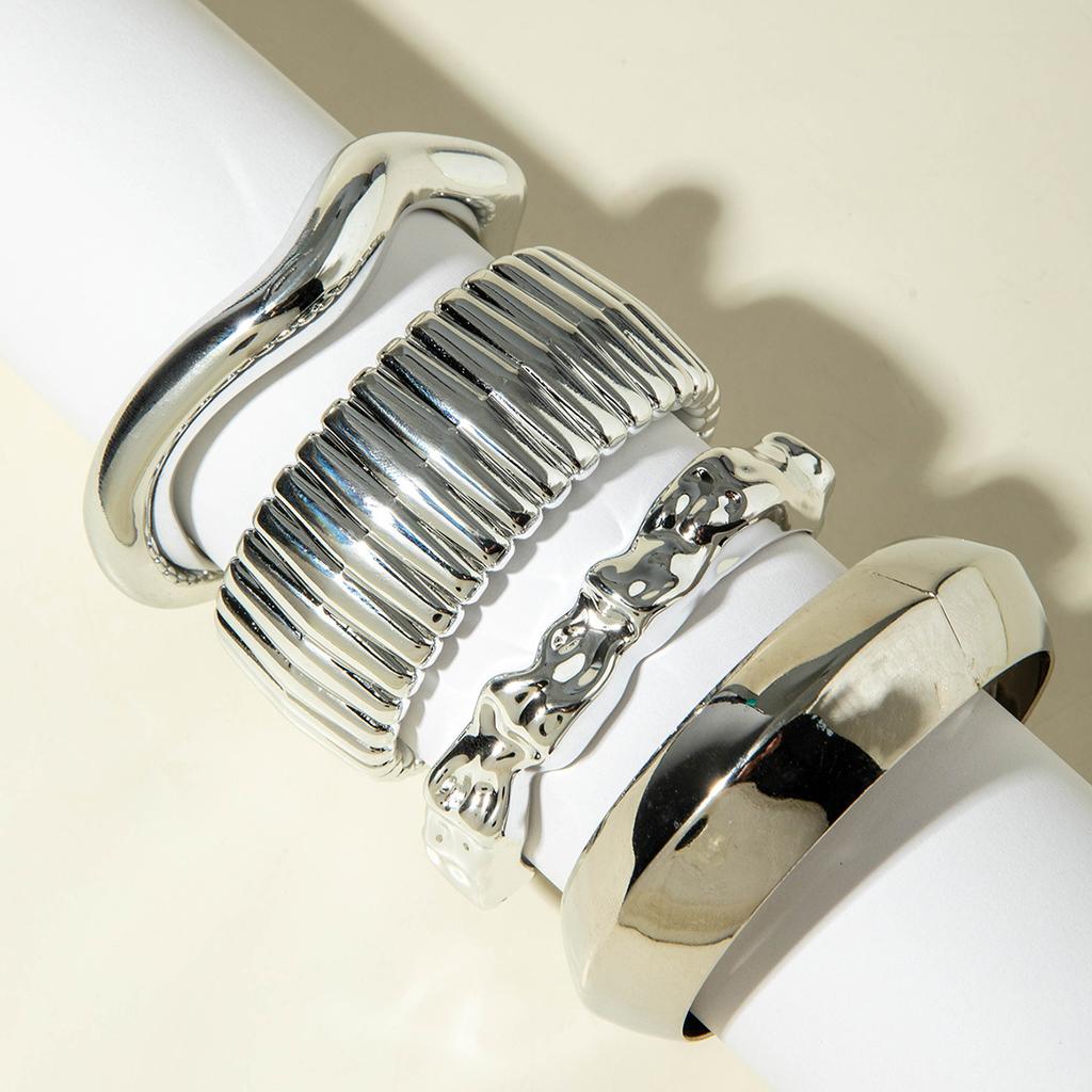 Accessories, geometric metal exaggerated bracelets, multi-layer pearl beaded bracelet set