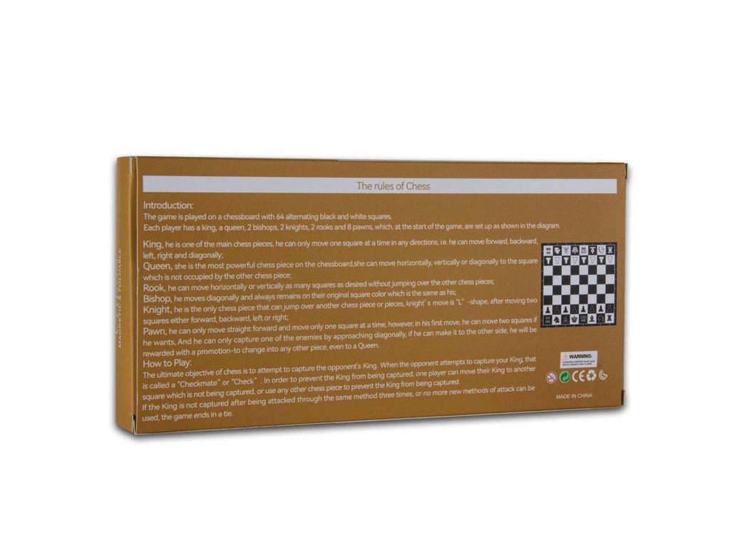 UB Union Magnetic Gold & Silver Folding Chess Set - Plastic Desktop Leisure Toy, Perfect Student Gift
