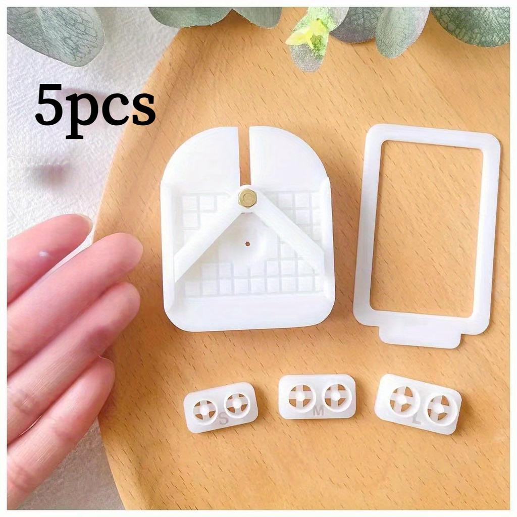 5pcs Earring Drill Stand, Guide Hole Machine Tool Set, DIY Clay Making Grid Cover Clay Earring Tools Polymer Clay Cutter