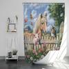 1PC Farm Animals Pattern Printed Shower Curtain, Rural Life Themed, Waterproof, with 12 Hooks, Bathroom Showers, Home Use