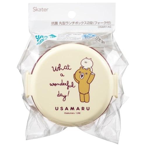 Skater Bento Box 500ml 2 Tier Round Rice Ball Case Antibacterial Usamaru Made in Japan ONWR1AG-A