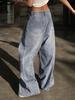 Washed Wide Leg Mop Jeans For Women, Loose And Versatile Casual Pants