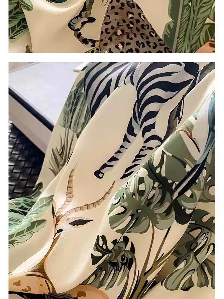 Women's Ice Silk Pajama Set: Long Sleeve, High-End Forest Style for Spring & Autumn Wear