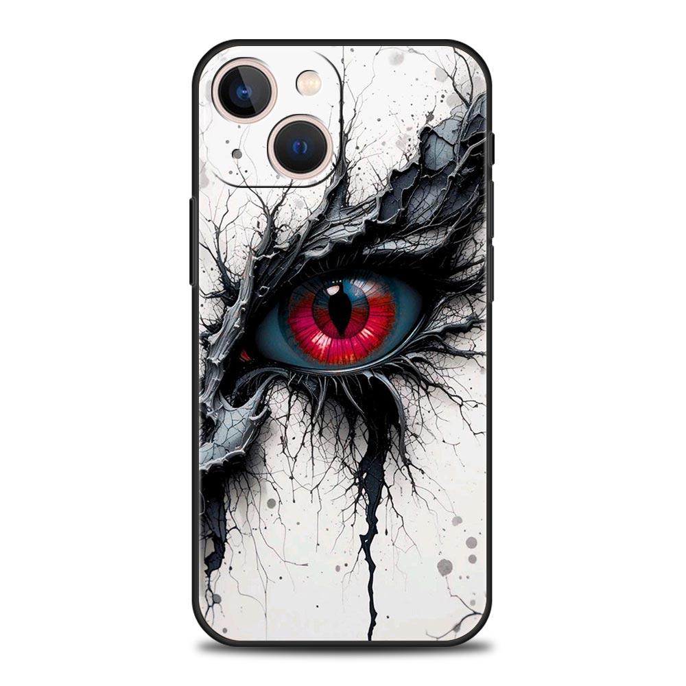 Scary Devil Eye Pattern Phone Case For iPhone 17 Air 16 Plus 13 15 14 12 11 Pro MAX 7 8 SE Soft TPU Shockproof Cover Funda