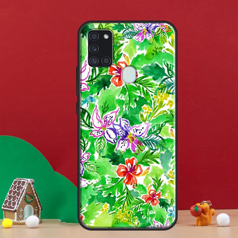Tropical Aloha Hibiscus  Pattern Cover For Samsung Galaxy A54 A34 A14 A32 A12 A22 A52 A72 A13 A33 A53 A50 A52S A51 A71 Back Case