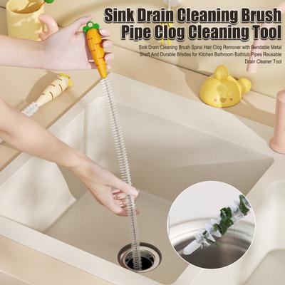 Spazzola per Pulizia Scarico Lavandino Troppopieno Raccogli Capelli Fognatura Domestica Pulitore Tubi Lunghi Lavello Cucina Casa Vasca Doccia Intasamenti di Capelli Strumento di Pulizia Flessibile