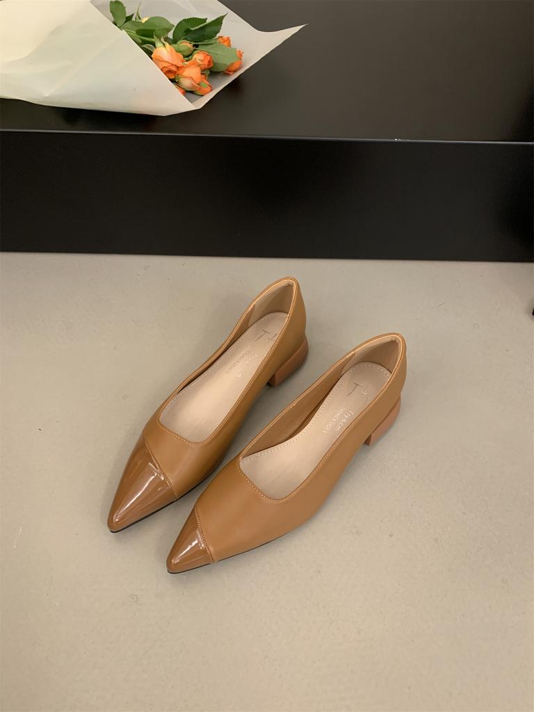 Fashion French Pointed Toe Women's Shoes 2025 Spring New Elegant Low Heeled Patchwork Summer Slip-On Women Daily Shoes Zapatos Mujer