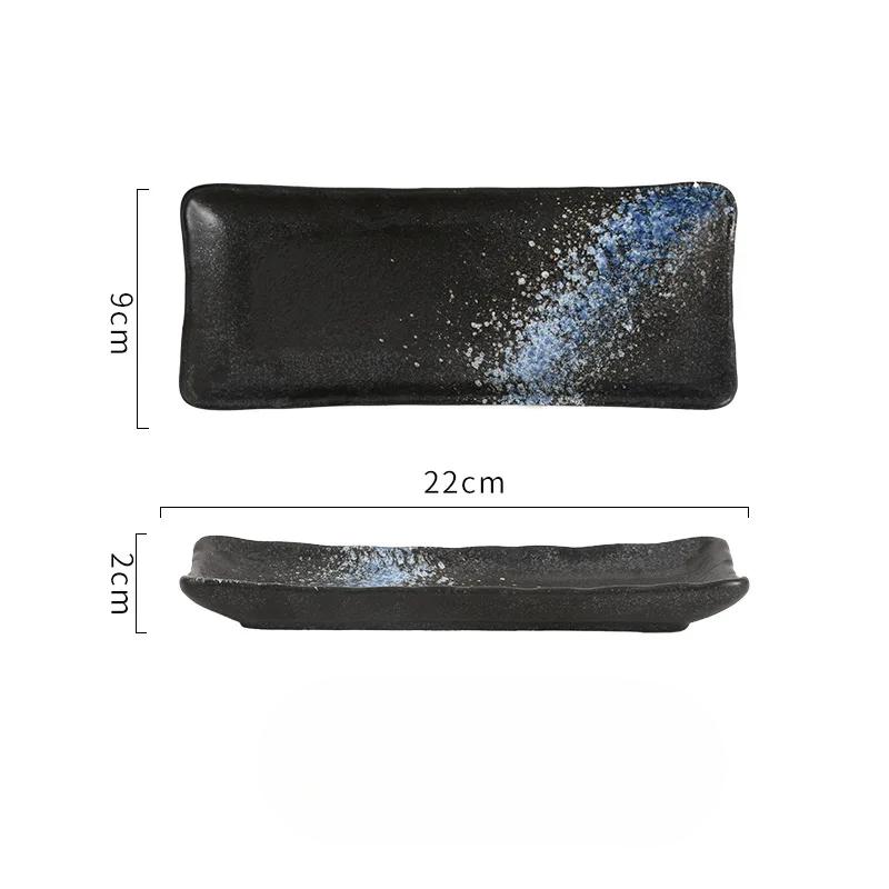 8-Inch long square plate Japanese ceramic plate creative cuisine sushi  large corner dim sum plate commercial flat