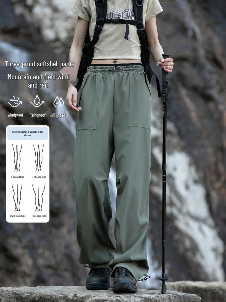 Women's Military Green Waterproof Cargo Pants - Quick-Dry, Casual, Outdoor Sports, Small Size