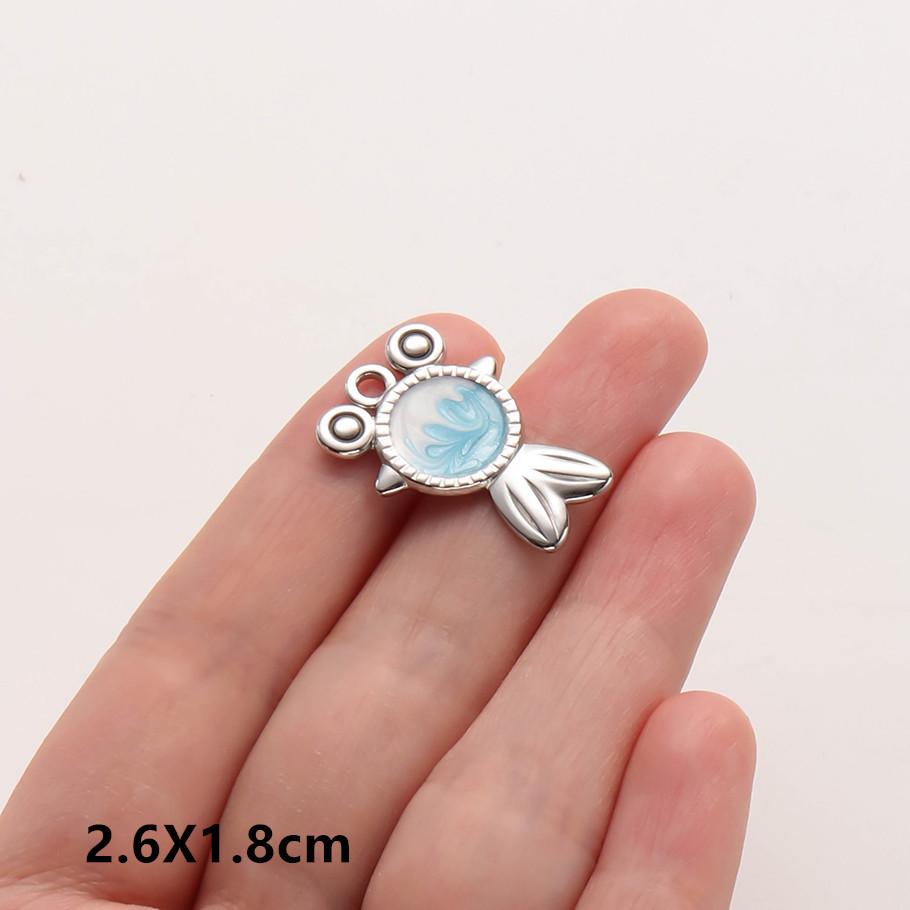2Pcs Silver Color Marine Life Pendant Whiteblue Enamel Charm Turtle Starfish Fish Diy Stainless Steel Charms For Jewelry Making
