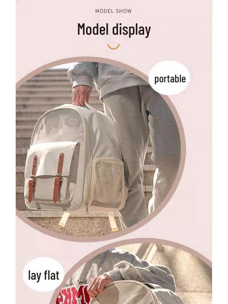Foldable Transparent Cat Backpack - Portable Double Shoulder Outdoor Carrier
