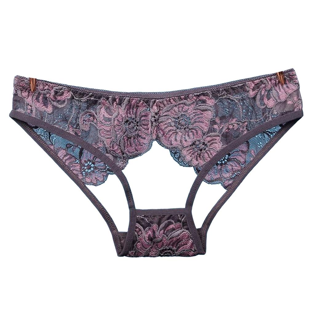 Sexy Hollow Out Lace Underwear Women Low Waist Hipster Floral Embroidered Panties Sheer Thin Briefs